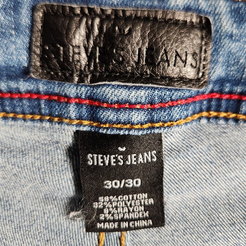 Steve's Jeans Men's 30X30 Blue Slim Light Wash Stretch SU9DJMURST PAINT STAIN - Picture 8 of 12